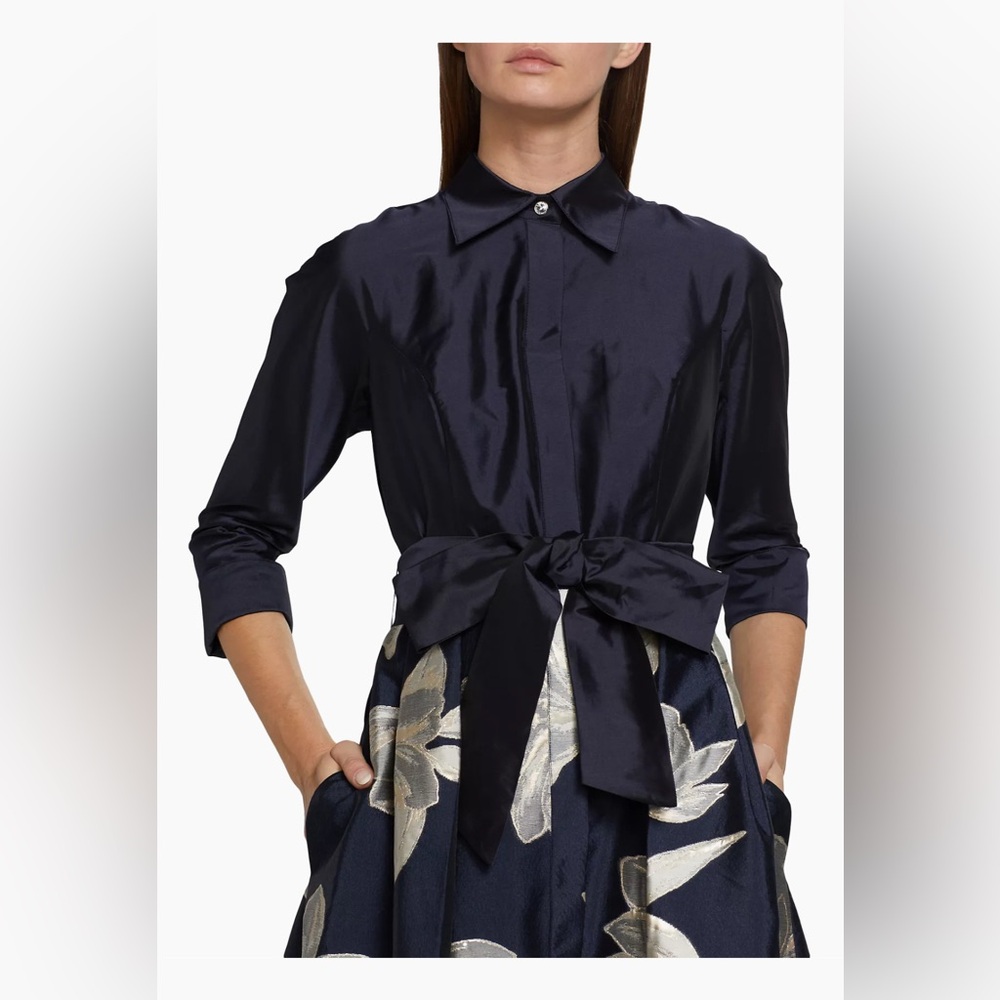 Teri Jon by Ricki Freeman Shirtwaist Floral Jacquard Gown 6- NEVER WORN - Picture 6 of 8